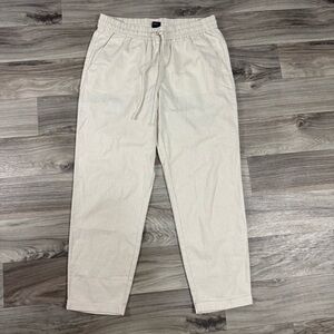 NWT J. Crew Linen-Cotton Blend Drawstring Pants in Neutral Cream Size 8